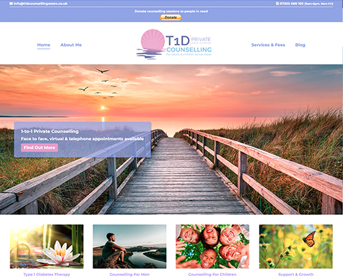 T1D Counselling Essex, Paperback Designs Website Portfolio