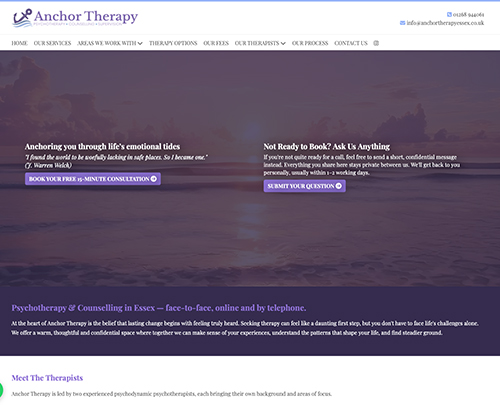 Anchor Therapy Essex - Paperback Designs Website Portfolio