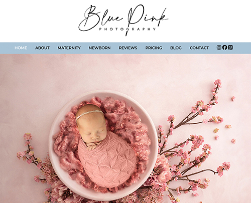 Blue Pink newborn and maternity photography, Paperback Designs Website Portfolio