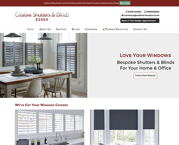 Creative Shutters & Blinds - Paperback Designs Website Portfolio