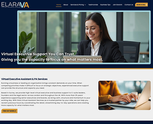 Elara VA Services, Paperback Designs Website Portfolio
