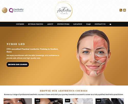 Essex aesthetics Academy, Paperback Designs Website Portfolio