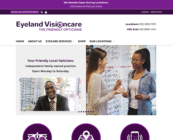 Eyeland Visioncare - Paperback Designs Website Portfolio