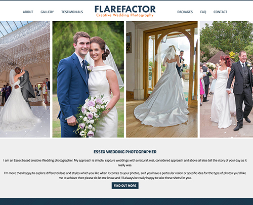 Flare Factor Wedding Photography, Paperback Designs Website Portfolio