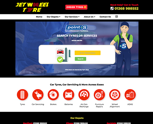 Jet Wheel Tyres and Car Service Essex  - Paperback Designs Website Portfolio