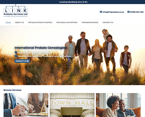 Link Probate - robate Genealogists, Paperback Designs Website Portfolio