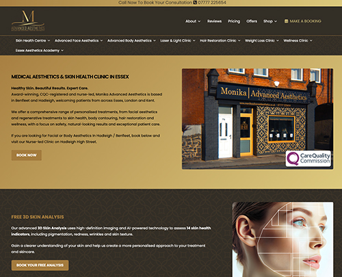 Aesthetic Treatments In Essex  - Paperback Designs Website Portfolio