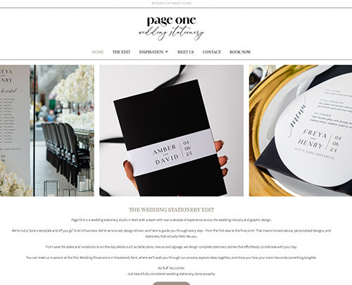 Page One Wedding Stationery In kent, Paperback Designs Website Portfolio