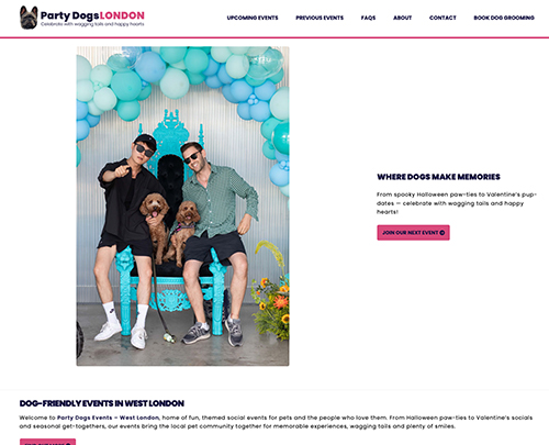 Party Dogs London, Paperback Designs Website Portfolio