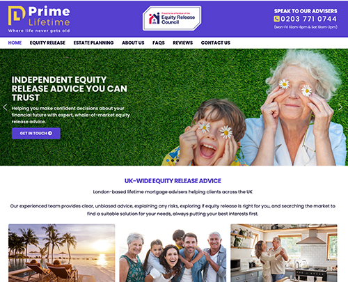 Prime Lifetime Equity Release, Paperback Designs Website Portfolio