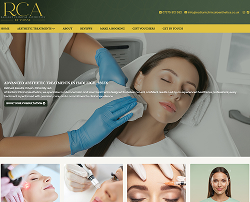 Radient Clinical Aesthetics Essex - Paperback Designs Website Portfolio