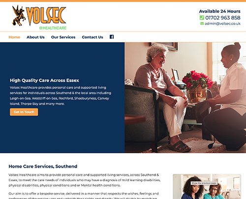 Volsec Healthcare, Southend, Essex - Paperback Designs Website Portfolio