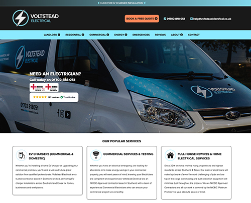 Voltstead Electrical Southend on Sea Essex, Paperback Designs Website Portfolio